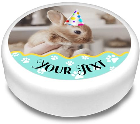 Cakeshop Round Personalised Edible Cake Topper With Party Cat Paw Prints | Custom Image & Text | For Birthdays & Celebrations | Multiple Shapes & Sizes | Icing & Wafer Paper Options