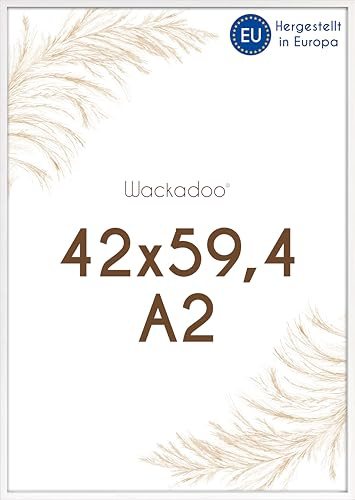 Wackadoo Bilderrahmen A2 42x59,4 (DIN A2) Weiß Fotowand Posterrahmen mit Glas Holz Picture frame poster