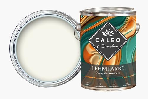 Caleo Color Clay Paint, Ecological Wall Paint for Living Room etc. High Coverage, Drip-Free, Odourless (White, 2.25 Litres)
