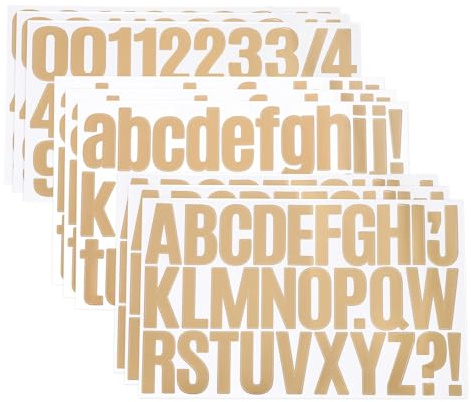 QUARKZMAN 570 Stück 18 Blätter 2 Zoll Vinyl Buchstaben Aufkleber Gold | Niedliche Alphabet-Zahlen-Aufkleber, Heißprägung Selbstklebend, Für DIY Geschenkkarten Notizbuch