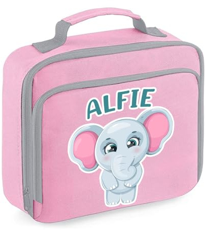Getagift Personalised Elephant Design Back-to-School Gift for Kids – Best for Animal Lovers,Lunch Box Reusable Bag, Lunch Cooler Bag. (Classic Pink)