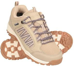 Mountain Warehouse Path Waterproof Womens Walking Shoes - Breathable Ladies Shoe, Mesh Lining, High Traction Sole Hiking Shoes - for Spring Summer, Trekking, Camping Taupe Adult Shoe Size 7