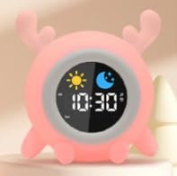 Yissvic Kinderwecker für Schulanfänger Wecker Kinder mit Nachtlicht Schlummermodus Display Baby Leiser Wecker Kinderzimmer Rentiere