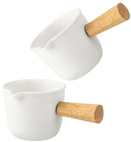 Cabilock 2pcs Porcelain Pitcher Mini Milk Jugs Ceramic Milk Frothing Cup Syrup Dispenser for Pouring Small Creamer Pitcher Coffee Bar Use