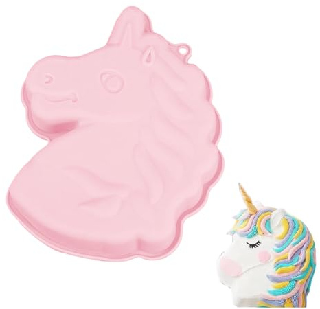 Smavles Einhorn Backform Unicorn 3d Kuchenform für backen Kindergeburtstag Silikonform Für Die Kindergeburtstagsfeier Können Daraus Kuchen, Schokolade, Dessertpudding Usw, Hergestellt Werden(Rosa)