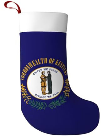 BREAUX Kentucky Staatsflagge Weihnachtsstrümpfe, ultraweiche Samt-Weihnachtsstrümpfe, Kamindekoration, 45 cm