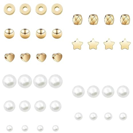 ieron 720 st Pärlor Kit för att trä pärlor Set Pärlor för armband Gör dig själv Pärlhalsband Smyckestillverkningsset Armband Charm Kit för gör-det-själv armband (Vit/guld)
