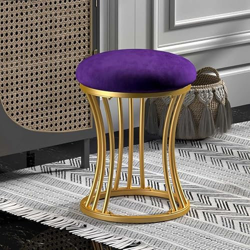 Moderner Hocker mit Metallbeinen, mit rutschfesten Füßen, runder Ottoman-Fußhocker für Schlafzimmer, Make-up-Tisch