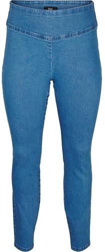 Zizzi Dam stora storlekar, jeggings bomull, figurnära, storlek 42–60, ljusblå, 50W / 30L