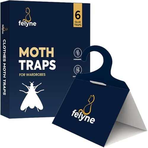 Moth Monitoring Traps for Wardrobes, 6 Pack, with Pheromone Lures, Sticky Paper for Detecting Moth Activity by Felyne