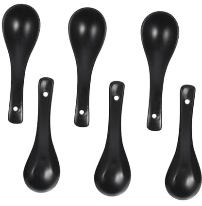 GRIRIW 6pezzi Cucchiai Da Zuppa in Ceramica Cucchiai Da Riso Per Cucina Stoviglie Semplici Ed Eleganti Compatti e Leggeri Facili Da Pulire e Adatti Tutti i Tipi Di Zuppe e Porridge