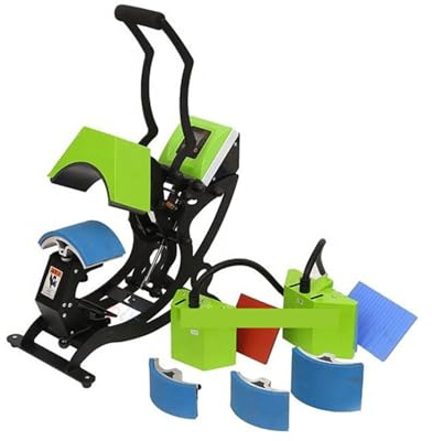 Heat Press Machine, 6 in 1 Cap Pen Logo Heat Press Machine, Sublimation Printer Digital Swing Away Heat Transfer Cap Printing Machine