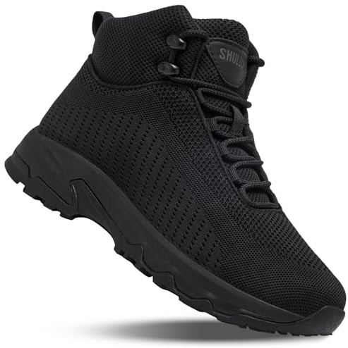 SHULOOK Non Slip Work Boots for Men Slip Resistant Lightweight Kitchen Chef Shoes for Restaurant Food Service Comfy Working Shoe Ankle Support Mesh Walking Footwear Black 11