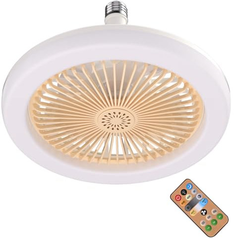 Fiorky Modern Indoor Smart Fan Light with Fragrance 360 Rotation Silent Ceiling Bulb with Cooling Fan E27 Remote Control Simple Mini Ceiling Fan Lamp Dimmable 3 Speeds 30W