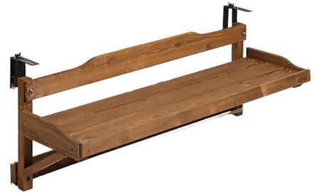 Tavolo pieghevole da balcone – Tavolo da ringhiera in legno massello, salvaspazio e forte portante per sala da pranzo, bar o tempo libero