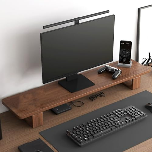 Treer Monitorständer Holz, Monitor Ständer Schreibtisch aus Holz Bildschirm Erhöhung für Schreibtisch Bildschirmerhöhung für Computer PC, Laptop, TV (40x20x12cm,Braun)