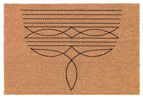 Welcome Doormat Coco Coir Door Mat Gift Boot Stitch Cowboy Cowgirl (24 x 16)