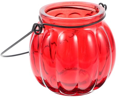 FOMIYES Vintage-Kürbis-Kerzenhalter – Hängender Teelichthalter Aus Kristall Kerzenhalter Aus Glas Für Die Dekoration Von Hochzeitsfeiern Zu Hause (Rot)