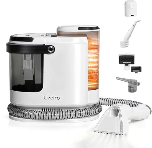 Livatro Carpet Cleaner Machine, Instant Heating Rugs Cleaner, 1700W 15KPa Upholstery Cleaner, 1.6L Tank, Self-Cleaning Function, Deep Spot Cleaner for Carpet, Sofa, Car, Upholstery, Stairs, Pet Stains