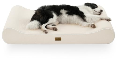 COZY KISS Panier Chien XL Orthopedique - 130x90x20 cm Lit pour Chiens Grande Taille avec Bord Surélevé, Coussin Lavable pour Chien avec Mousse Confort Renforcée, Imperméable et Antidérapant, Beige