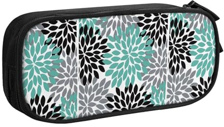 Sac de papeterie léger avec imprimé floral dahlia pour l'école, le bureau, les voyages, garçons et filles, Noir , Taille unique, Ensemble cartable