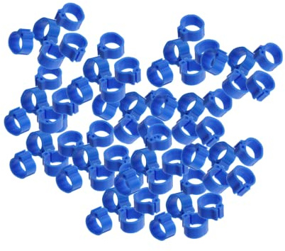 GARVALON 100 pièces Anneaux Identification pour Oiseaux Bagues Clips Pigeons et Volailles Bleu Foncé Faciles à Appliquer et Retirer pour Gestion Avicole