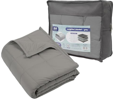 Harbour Housewares Couverture Lestée avec Sac de Rangement - 125 x 150cm - 4kg - Gris - 1x Lourd Adulte Coton Lit Couverture Jet avec des Perles de Verre | Construction à 7 Couches | Anxiété Thérapie