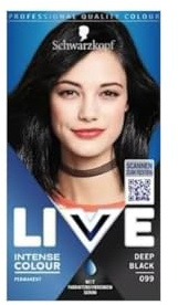 Schwarzkopf Live Semi-Permanente Haarfarbe, Tiefschwarz 099, reichhaltige intensive schwarze Haarfarbe für vibrierende, langanhaltende Farbgebung, einfache Anwendung für alle Haartypen