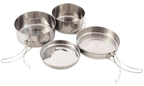 wueiooskj Ensemble d'ustensiles de Cuisine de Camping, casseroles, poêles, 4 pièces avec poignée Pliable pour la pêche