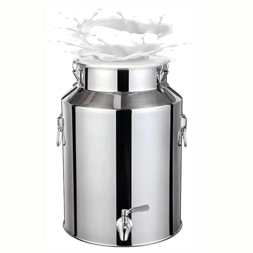 YLKJCE Jarra con Grifo Lechera Acero Inoxidable 5 Litro Cubo para Transportar Leche, para Almacenar LíQuidos Y SóLidos(Capacity,14liter)