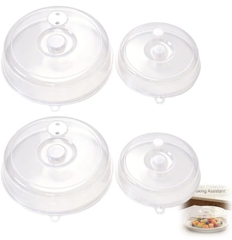 4PCS Microwave Cover for Food, Splatter Cover with Steam Vents, Microwave Splatter Cover, Microwave Plate Cover, Plate Covers for Food for Reheating and Cooking, Home & Office Use