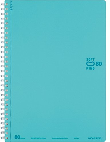 KOKUYO D Shaped Soft Ring Notebook, 6mm ruled w/dot-lines, 36 Lines, 80 Sheets, B5, Light Blue, Japan Import (SU-SV308BT-LB)