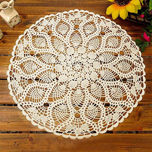 laivigo New Handmade Crochet Spitze rund Tischdecke Deckchen Spitzendeckchen, 50,8–61 cm, baumwolle, weiß, 116
