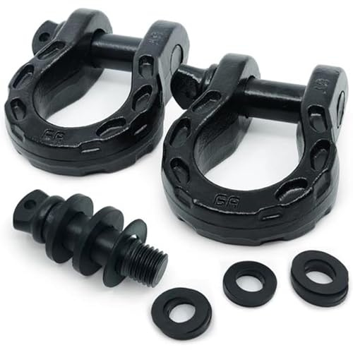 GearAmerica Mega trabajo D Anillo grilletes Negro(2 Pk)68000 Lbs(34)Nosotros Ton fuerza 3/4 grillete+7/8 Pin+arandelas | conectan de forma segura remolque correa o torno de cable Para jeep para Off-