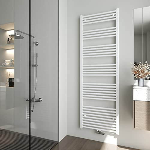 Heilmetz Badheizkörper 180 x 60 cm Weiß Handtuchtrockner 860 Watt Leistung Heizkörper Bad Mittelanschluss Handtuchheizkörper