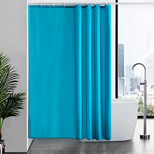 Furlinic Duschvorhang Antischimmel 180x200 Aquamarine für Badewanne Textil | Mit Gewicht Wasserdicht Waschbar Polyester Stoff Schwer Meer Hochwertig Badvorhang Mit Ösen mit 12 Duschringen.