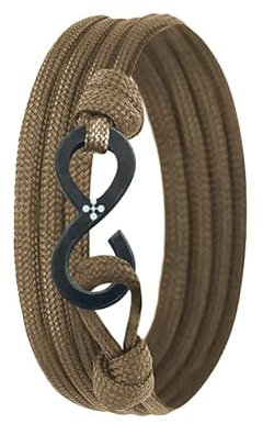 Lion & Son Kohlenstoff-Armband mit 100% Anker Kreuz Infinity Carbon-Anhänger Wickelarmband Herren (Infinity)