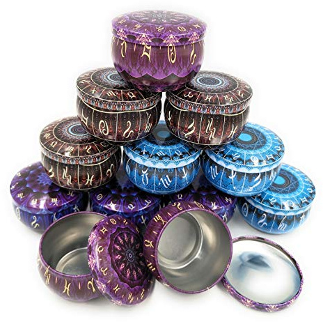 NRANSON Latas de 12 Piezas para Hacer Velas, Recipientes Redondos con Tapas para Hacer Velas, Artes Y Artesanías, Almacenamiento Y Más (12)