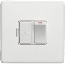 13Amp Switched Fuse Spur Flat Concealed White Plate White Rocker