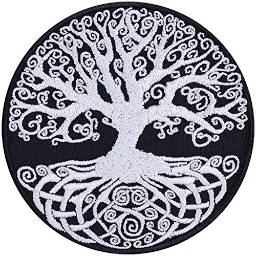 YGGDRASIL Aufnäher Wikinger Baum des Lebens Aufbügler Viking Patch Lebensbaum Tree of life Wikinger Geburtstagsgeschenk Applikation zum aufbügeln/annähen | 90x90mm