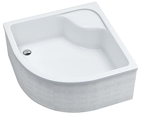 Sellon24® Duschwanne mit Träger Weiß Stabil Glatt Dusche Styroporträger EPS Duschkabine Duschtasse Acryl Quadrat R55 Befliesbar Tief (90x90x41 R55)