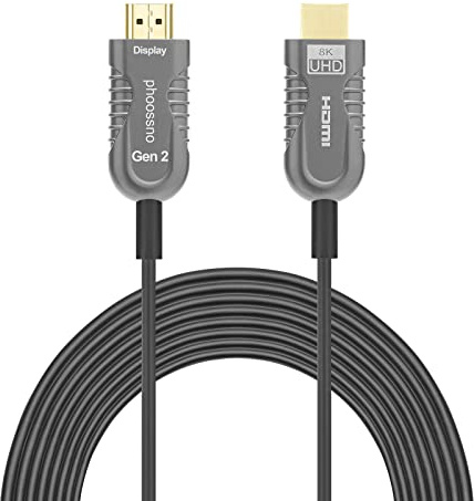 phoossno Câble HDMI 2.1 Fibre Optique 8K Certifié Gen 2 Câble HDMI Ultra Haute Vitesse 48Gbps HDR eARC HDCP2.2 2.3 Support 4K 120Hz 8K60Hz Compatible avec PS5 Xbox RTX3080/3090/LG C9/B9 (33FT)