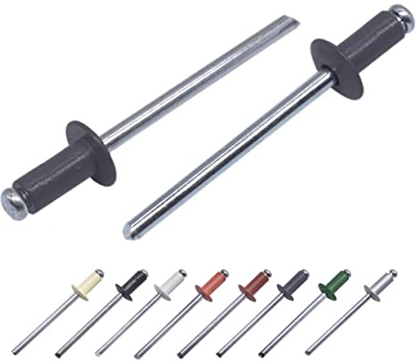 Confezione da 100 rivetti ciechi verniciati 4,0 x 8 mm, con testa a cupola, DIN 7337, rivetti in alluminio e mandrino in acciaio, rivetti pop (100, grigio grafite RAL 7024)