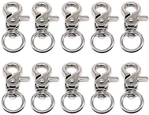 Karabiner Mit Drehgelenk Für Schlüsselanhänger Karabiner Haken Mit Dreh Gelenk Wirbelkarabiner Schnapphaken Mit Drehgelenk Scherenkarabiner Hundehalsband Für Schlüsselanhänger, 10 Stück, Silber