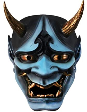 Kangmeile Japanische Halloween Cosplay Maske Latex Gesicht Cove Dämon Prajna Samurai Maske für Halloween Cosplay Party Requisiten Requisiten