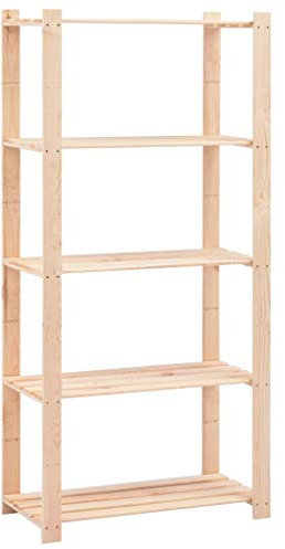 Mogou Lagerregal mit 5 Böden, Küchenregal, Regal Küche, Standregal, Regale & Ablagen, Abstellraum Regal, Bücherregal, 80×38×170 cm Kiefer Massivholz 250 kg