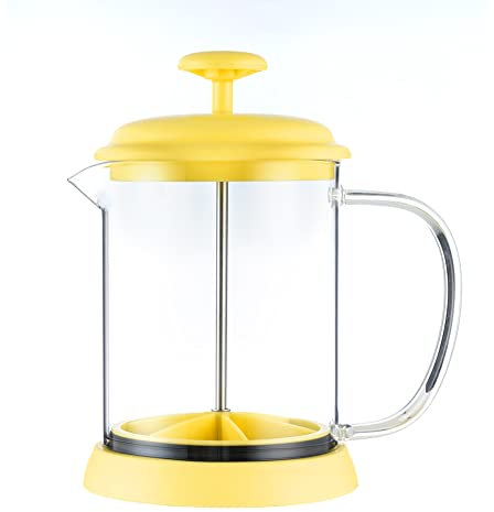 RANRAO Cafetera francesa de la prensa de la cafetera de 600ML, tetera de la pared doble del vidrio de borosilicato del alto acero inoxidable 304 prensa de café transparente
