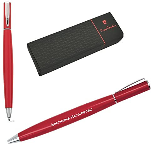 Pierre Cardin® MATIGNON Kugelschreiber mit Gravur | Premium Stift Etui | blaue Mine | edel | personalisiertes Geschenk | Namen | graviert | Jahrestag | Geburtstag (Rot)