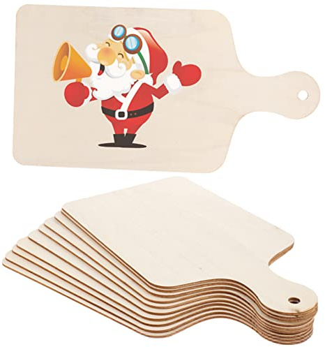 SEWOART 10pcs Unfinished Wooden Cutting Boards with Handle DIY Chopping Boards for Crafting and Serving Smooth Surface for Easy Cleaning for Food Preparation and Personalization