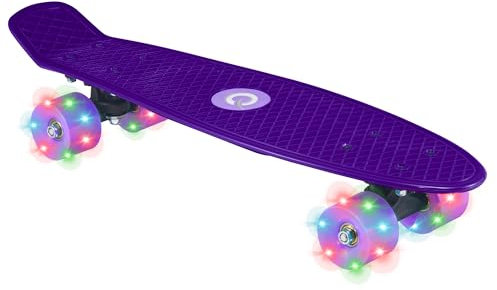 EVO 56,9 cm großes beleuchtetes Pennyboard, Skateboard für Anfänger oder Profis, beleuchtetes Rollenskateboard für Kinder und Jugendliche, Mini-Cruiser-Komplettboard, geeignet für alle Altersgruppen